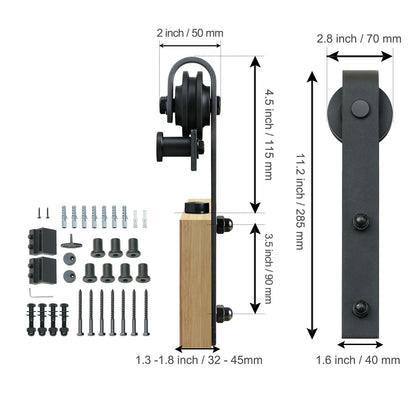 8FT Sliding Barn Door Hardware Closet Track Kit for Single Door J Hanger - Image 8