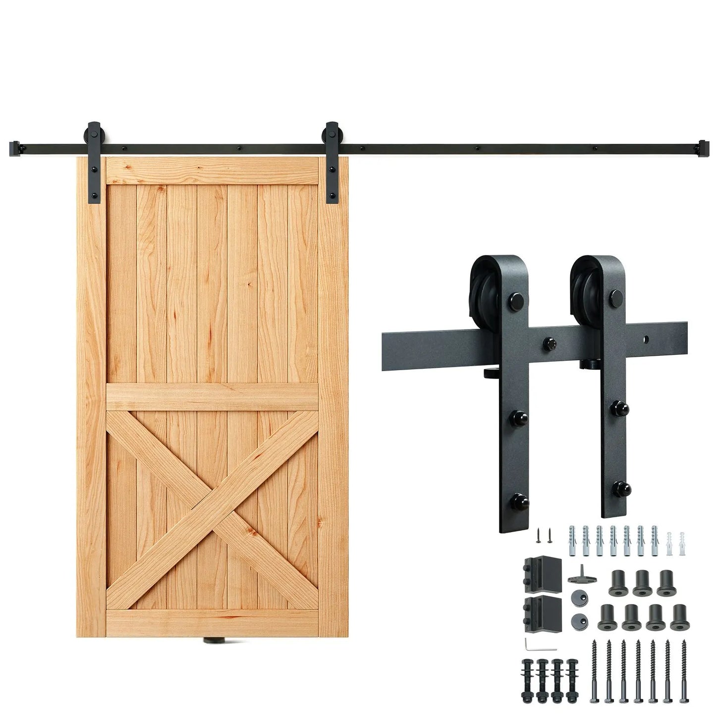 8FT Sliding Barn Door Hardware Closet Track Kit for Single Door J Hanger - Image 9