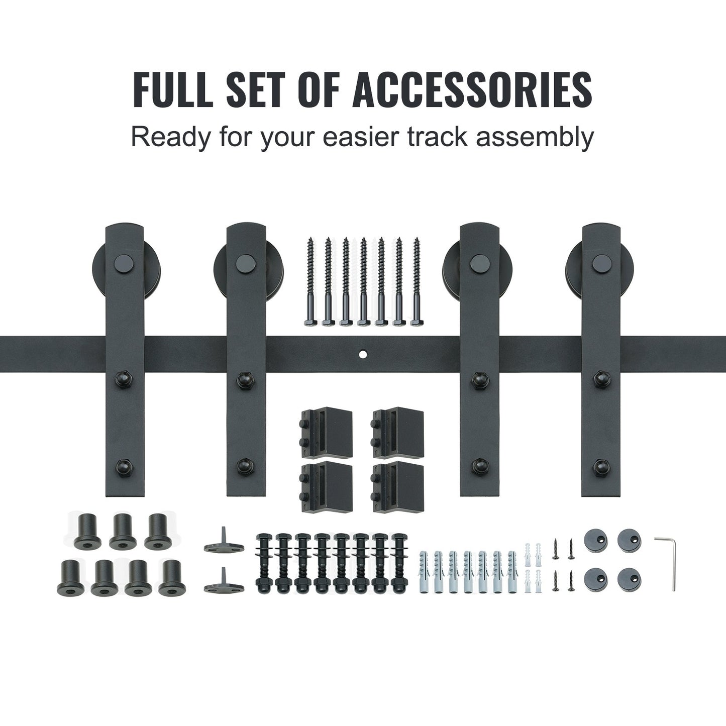 8FT Sliding Barn Door Hardware Closet Track Kit for Double Doors I Hanger - Image 4