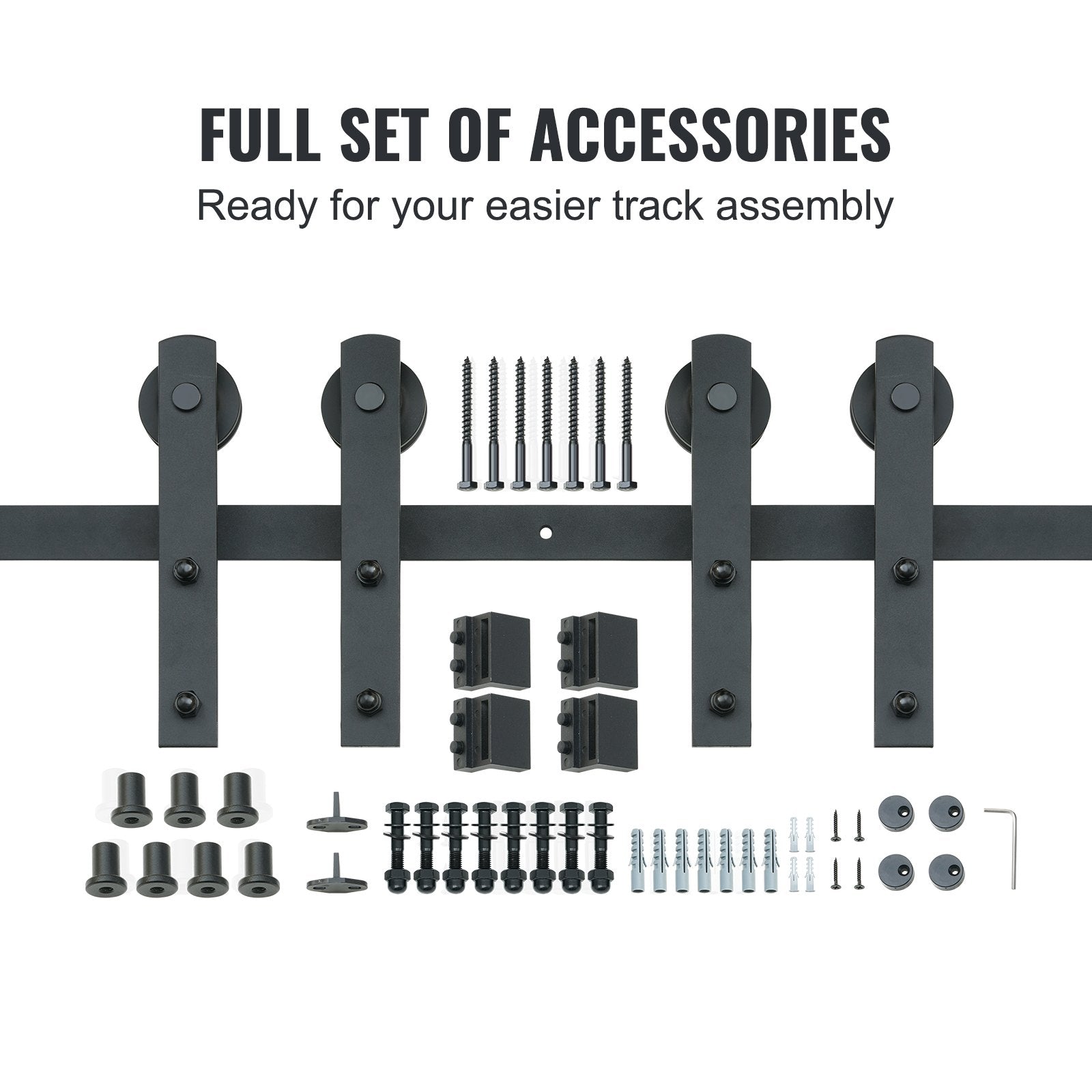 8FT Sliding Barn Door Hardware Closet Track Kit for Double Doors I Hanger - Image 4