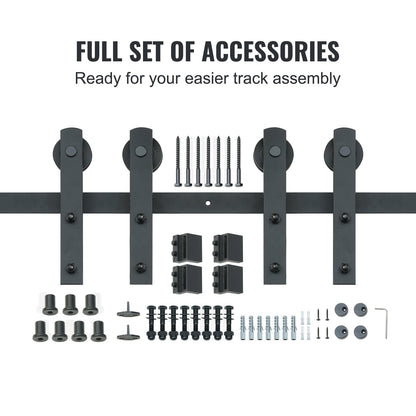 8FT Sliding Barn Door Hardware Closet Track Kit for Double Doors I Hanger - Image 4