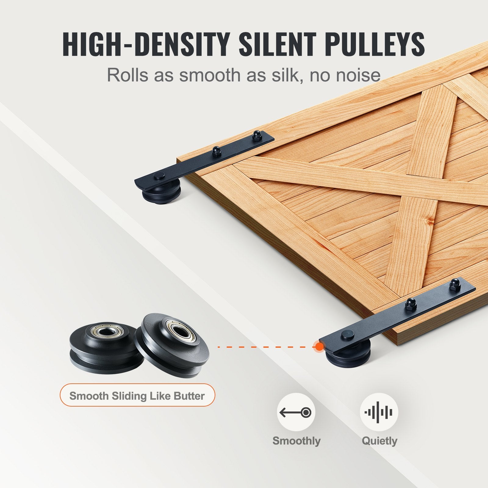 8FT Sliding Barn Door Hardware Closet Track Kit for Double Doors I Hanger - Image 5