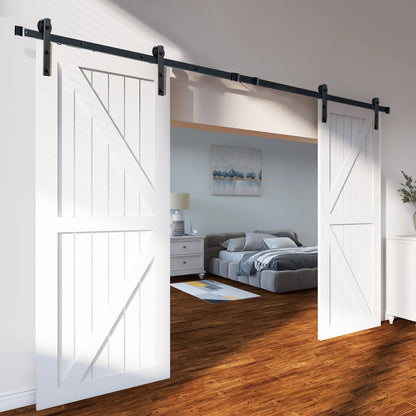 8FT Sliding Barn Door Hardware Closet Track Kit for Double Doors I Hanger - Image 8