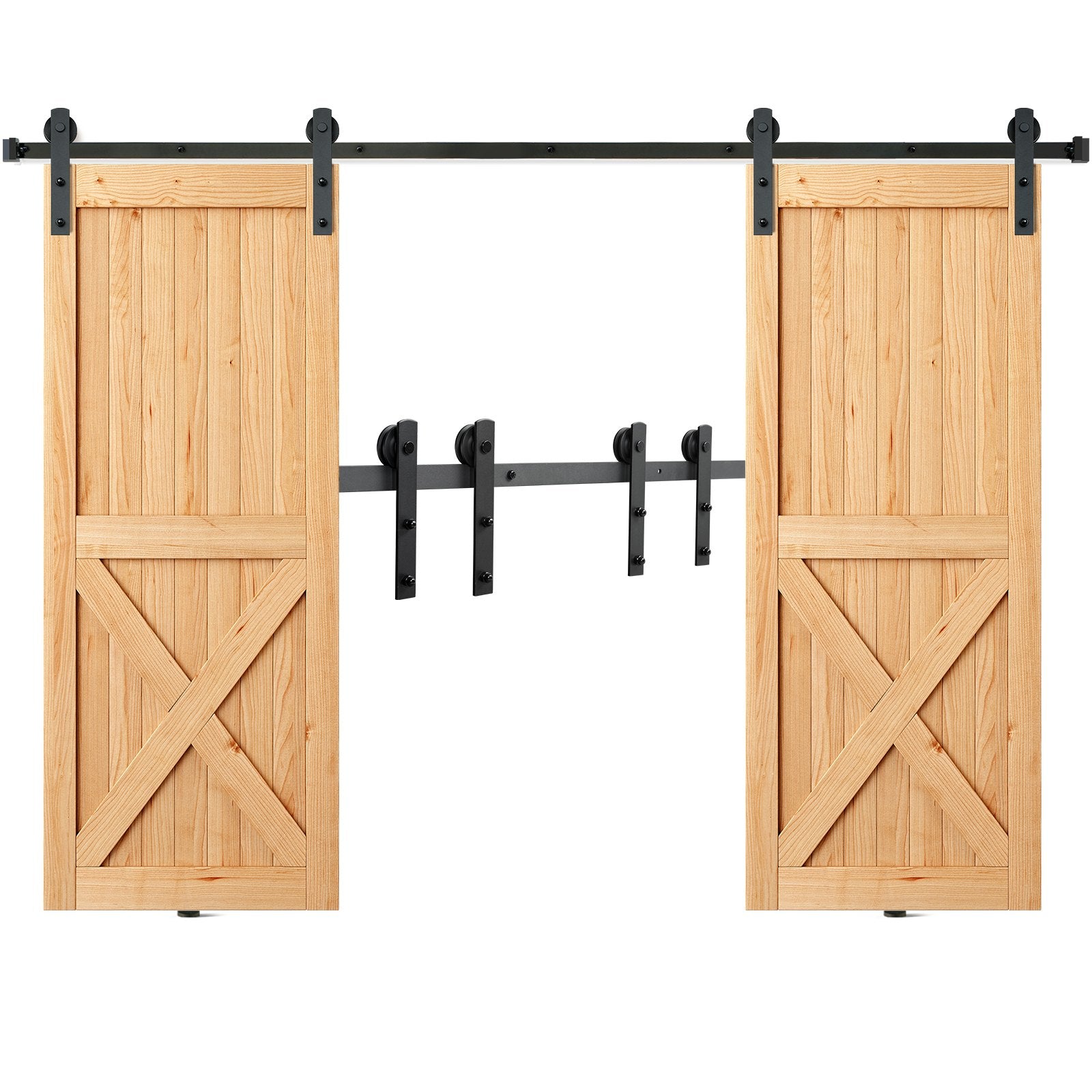 8FT Sliding Barn Door Hardware Closet Track Kit for Double Doors I Hanger - Image 9