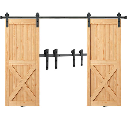8FT Sliding Barn Door Hardware Closet Track Kit for Double Doors I Hanger - Image 9