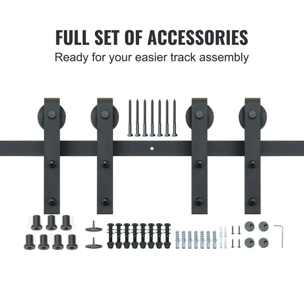 2440 mm Sliding Barn Door Hardware Closet Track Kit for Double Doors J Hanger - Image 4