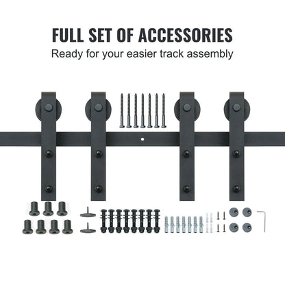 2440 mm Sliding Barn Door Hardware Closet Track Kit for Double Doors J Hanger - Image 4