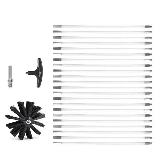 914.4CM Dryer Vent Cleaner Kit, 22 Pieces Duct Cleaning Brush, Reinforced Nylon Dryer Vent Brush, Dryer Cleaning Tools Lint Remover with Flexible Lint Trap Brush, Clamp Connectors