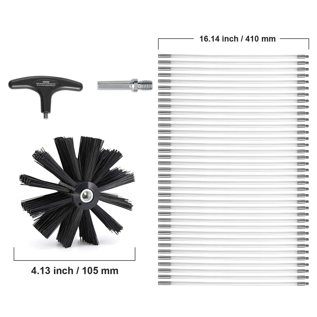 15.24M Dryer Vent Cleaner Kit, 37 Pieces Duct Cleaning Brush, Reinforced Nylon Dryer Vent Brush, Dryer Cleaning Tools Lint Remover with Flexible Lint Trap Brush, Clamp Connectors - Image 8