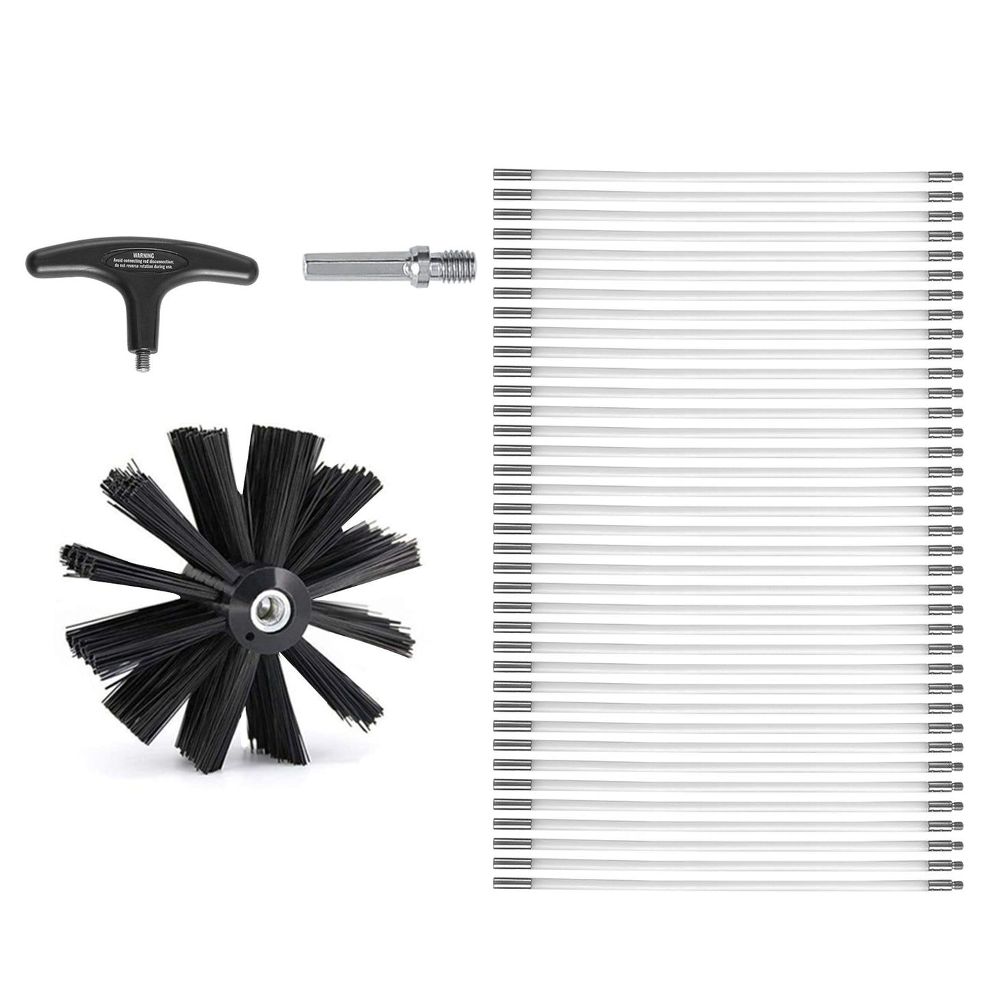 15.24M Dryer Vent Cleaner Kit, 37 Pieces Duct Cleaning Brush, Reinforced Nylon Dryer Vent Brush, Dryer Cleaning Tools Lint Remover with Flexible Lint Trap Brush, Clamp Connectors