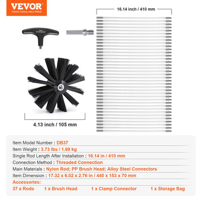15.24M Dryer Vent Cleaner Kit, 37 Pieces Duct Cleaning Brush, Reinforced Nylon Dryer Vent Brush, Dryer Cleaning Tools Lint Remover with Flexible Lint Trap Brush, Clamp Connectors - Image 7