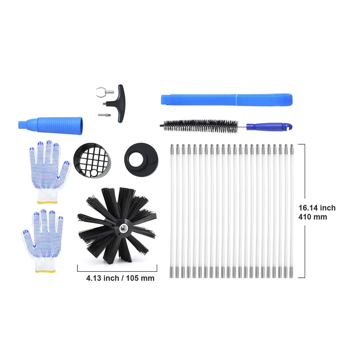 914.4CM Dryer Vent Cleaner Kit, 22 Pieces Duct Cleaning Brush, Reinforced Nylon Dryer Vent Brush with Complete Accessories, Dryer Cleaning Kit with Flexible Lint Trap Brush, Clamp Connectors - Image 8