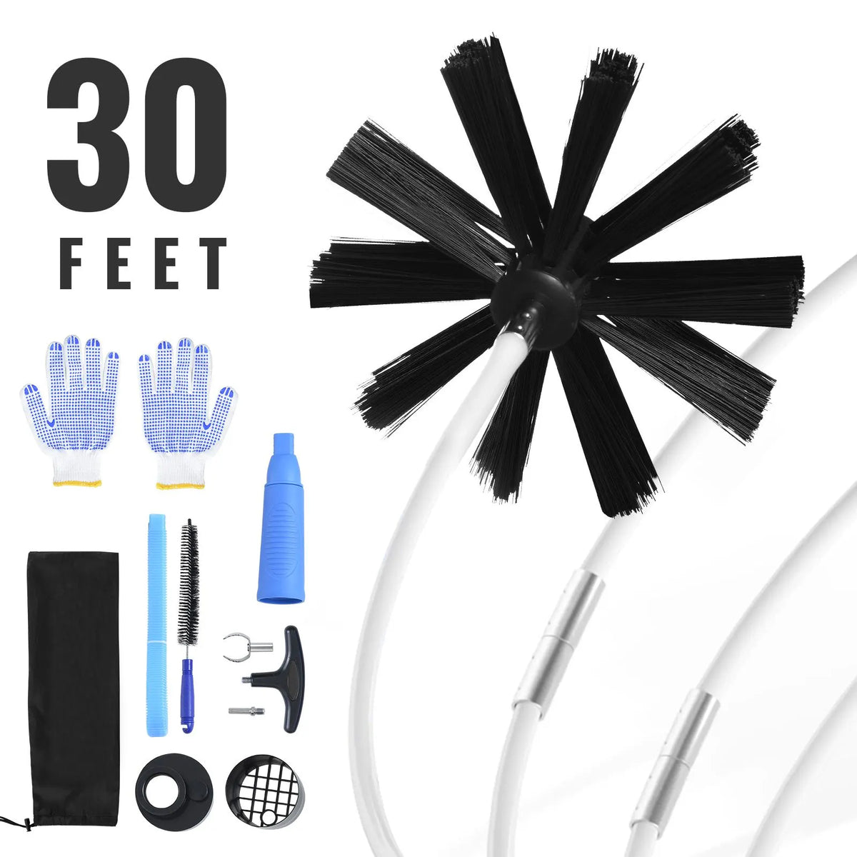 914.4CM Dryer Vent Cleaner Kit, 22 Pieces Duct Cleaning Brush, Reinforced Nylon Dryer Vent Brush with Complete Accessories, Dryer Cleaning Kit with Flexible Lint Trap Brush, Clamp Connectors - Image 9