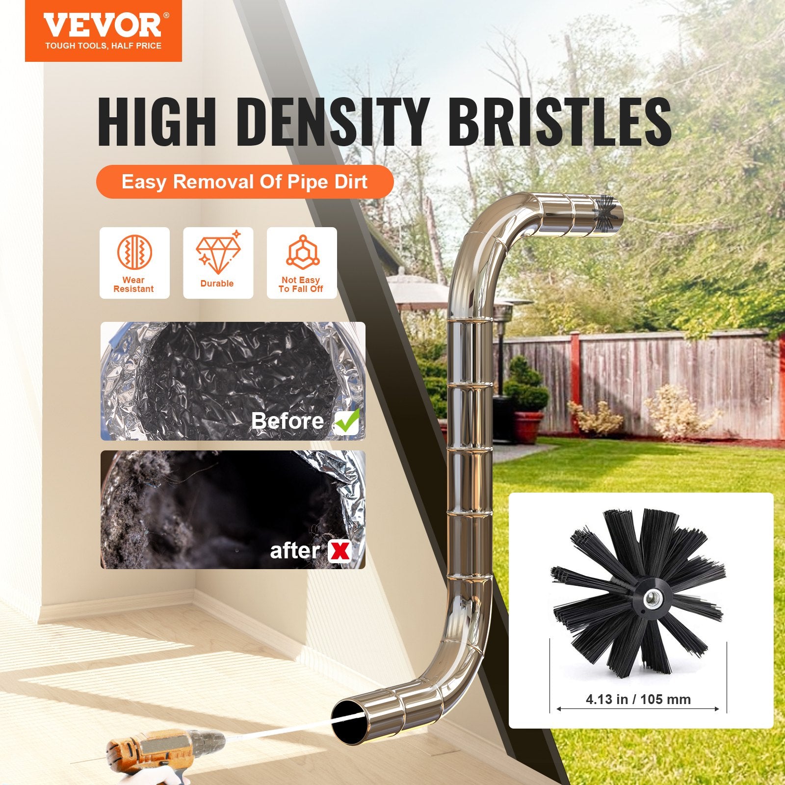 914.4CM Dryer Vent Cleaner Kit, 22 Pieces Duct Cleaning Brush, Reinforced Nylon Dryer Vent Brush with Complete Accessories, Dryer Cleaning Kit with Flexible Lint Trap Brush, Clamp Connectors - Image 2