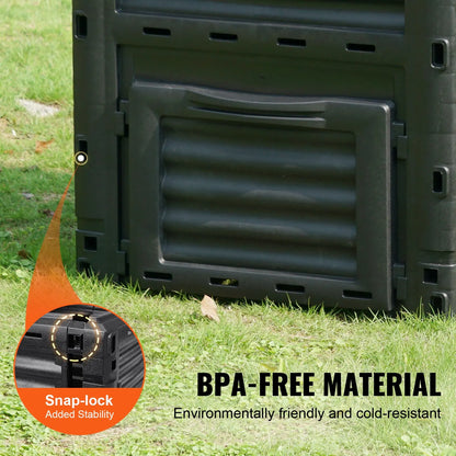 Garden Compost Bin 300 L, BPA Free Composter, Large Capacity Outdoor Composting Bin with Top Lid and Bottom Door, Easy Assembling, Lightweight, Fast Creation of Fertile Soil - Image 4