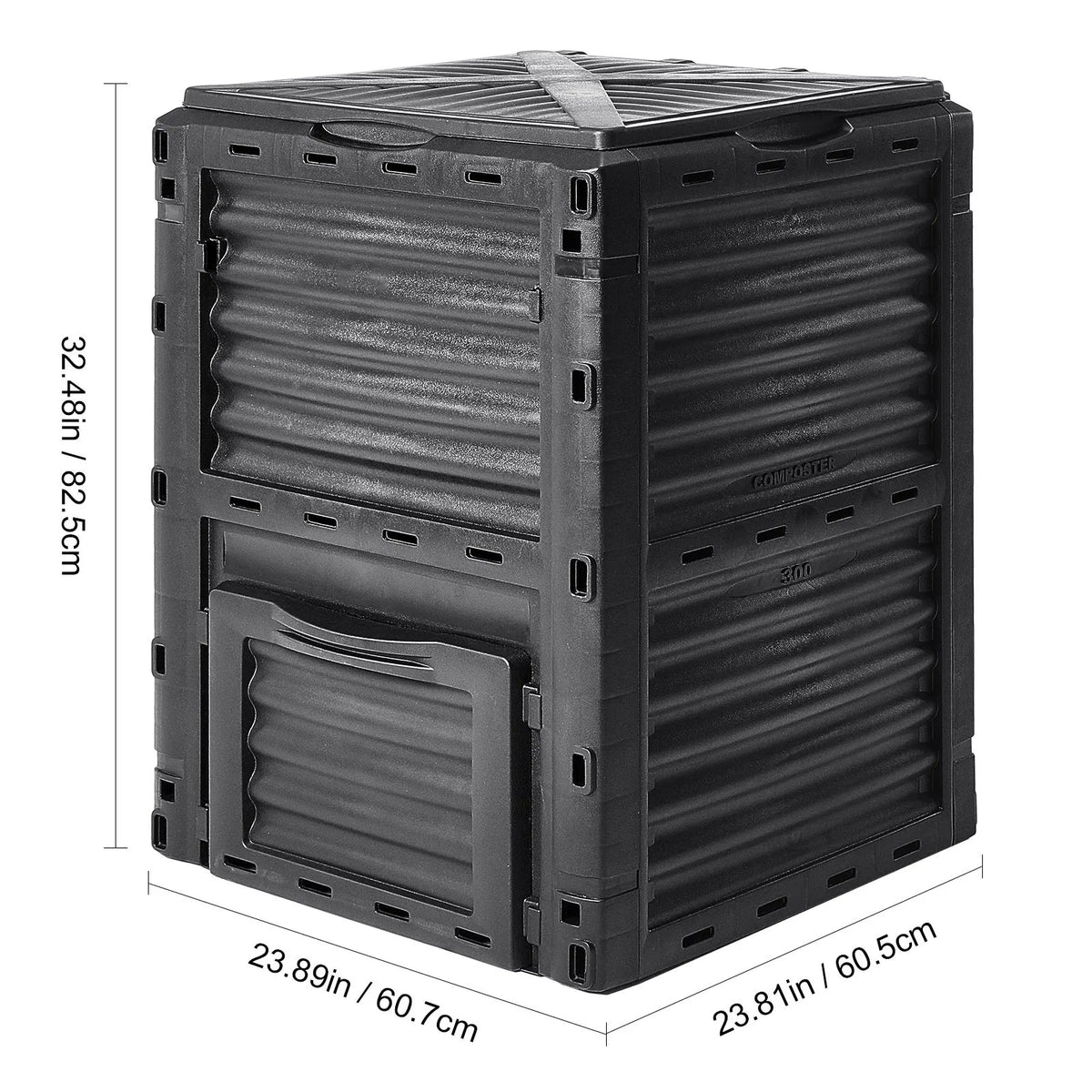Garden Compost Bin 300 L, BPA Free Composter, Large Capacity Outdoor Composting Bin with Top Lid and Bottom Door, Easy Assembling, Lightweight, Fast Creation of Fertile Soil - Image 8