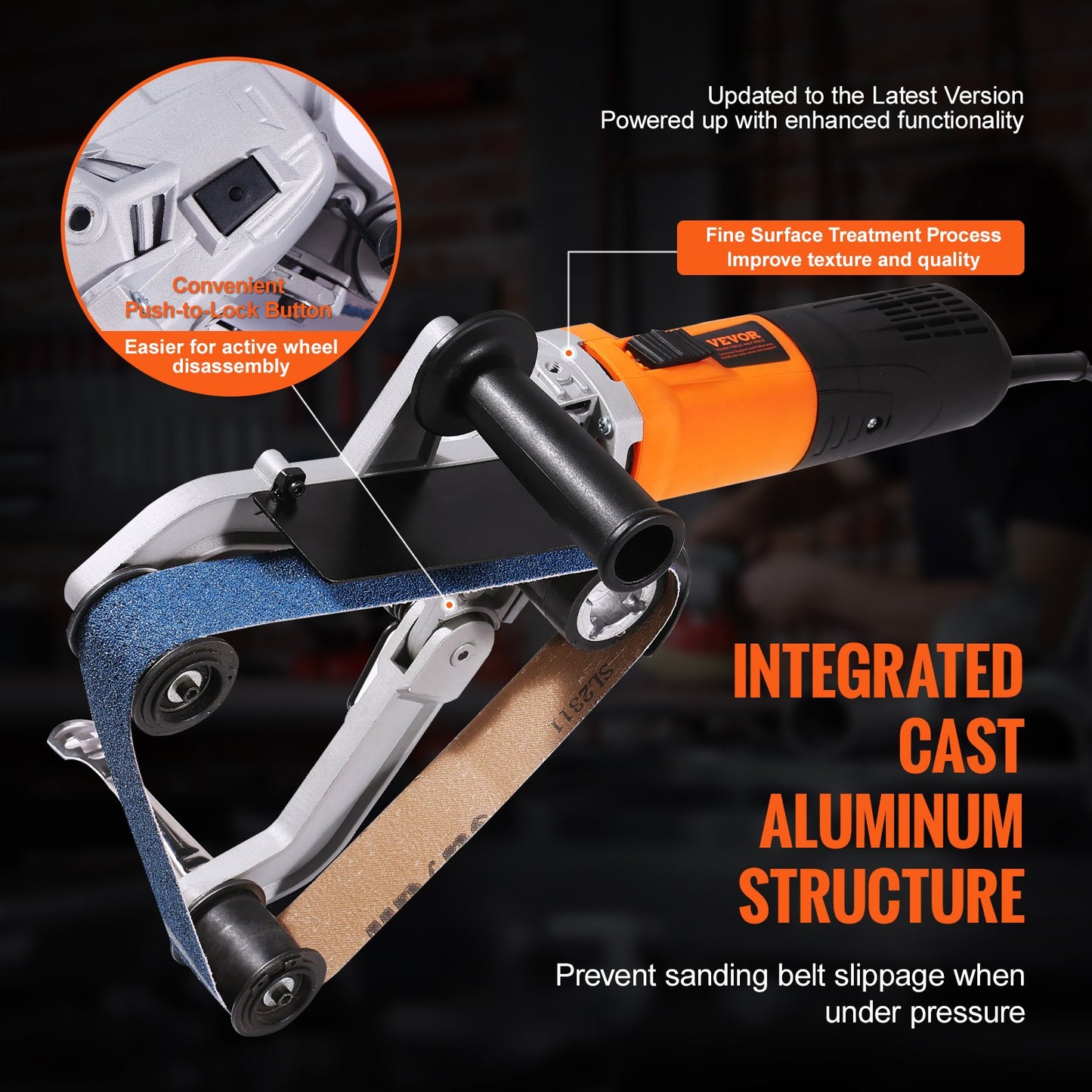 Pipe Tube Polisher Sander, 1300W Pipe Belt Sander with 6 Variable Speeds 1100-3200rpm, Professional Belt Sander Grinding Machine with 50PCS Sanding Belts for Burnishing Finishing Rust Removal - Image 3