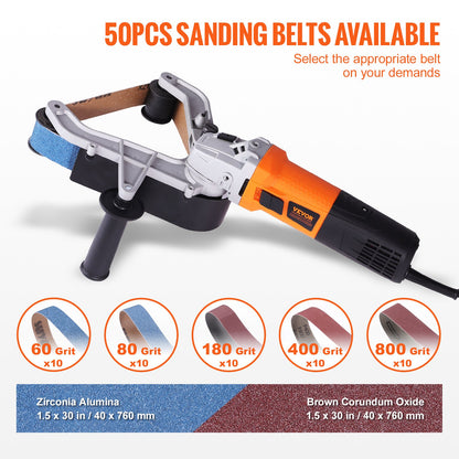 Pipe Tube Polisher Sander, 1300W Pipe Belt Sander with 6 Variable Speeds 1100-3200rpm, Professional Belt Sander Grinding Machine with 50PCS Sanding Belts for Burnishing Finishing Rust Removal - Image 4
