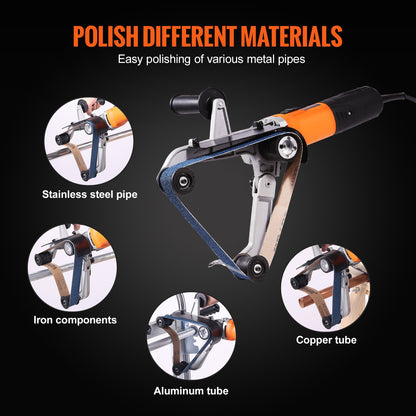 Pipe Tube Polisher Sander, 1300W Pipe Belt Sander with 6 Variable Speeds 1100-3200rpm, Professional Belt Sander Grinding Machine with 50PCS Sanding Belts for Burnishing Finishing Rust Removal - Image 6