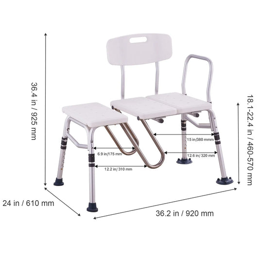 Tub Transfer Bench Bathtub Shower Seat for Senior Height Adjustable 400LBS - Image 8