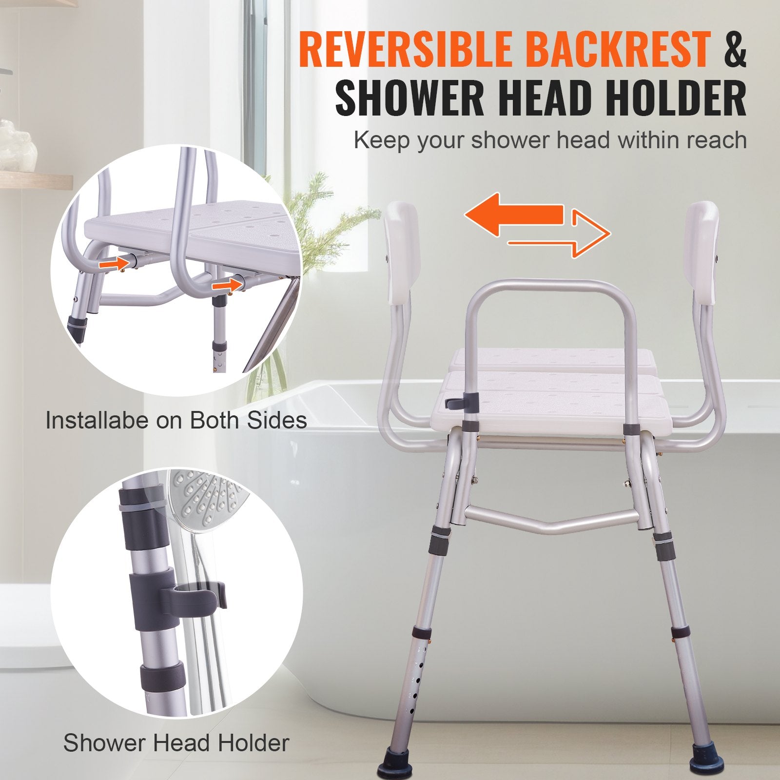 Tub Transfer Bench Bathtub Shower Seat for Senior Height Adjustable 400LBS - Image 5