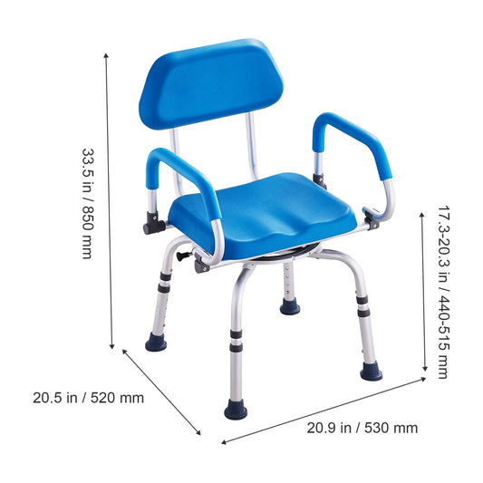 Swivel Shower Chair 360 Degree, Adjustable Shower Seat with Pivoting Arms & Padded Bath Seat for Inside Shower or Tub, Non-Slip Rotating Bathtub Chair for Elderly Disabled, 300LBS Capacity - Image 8