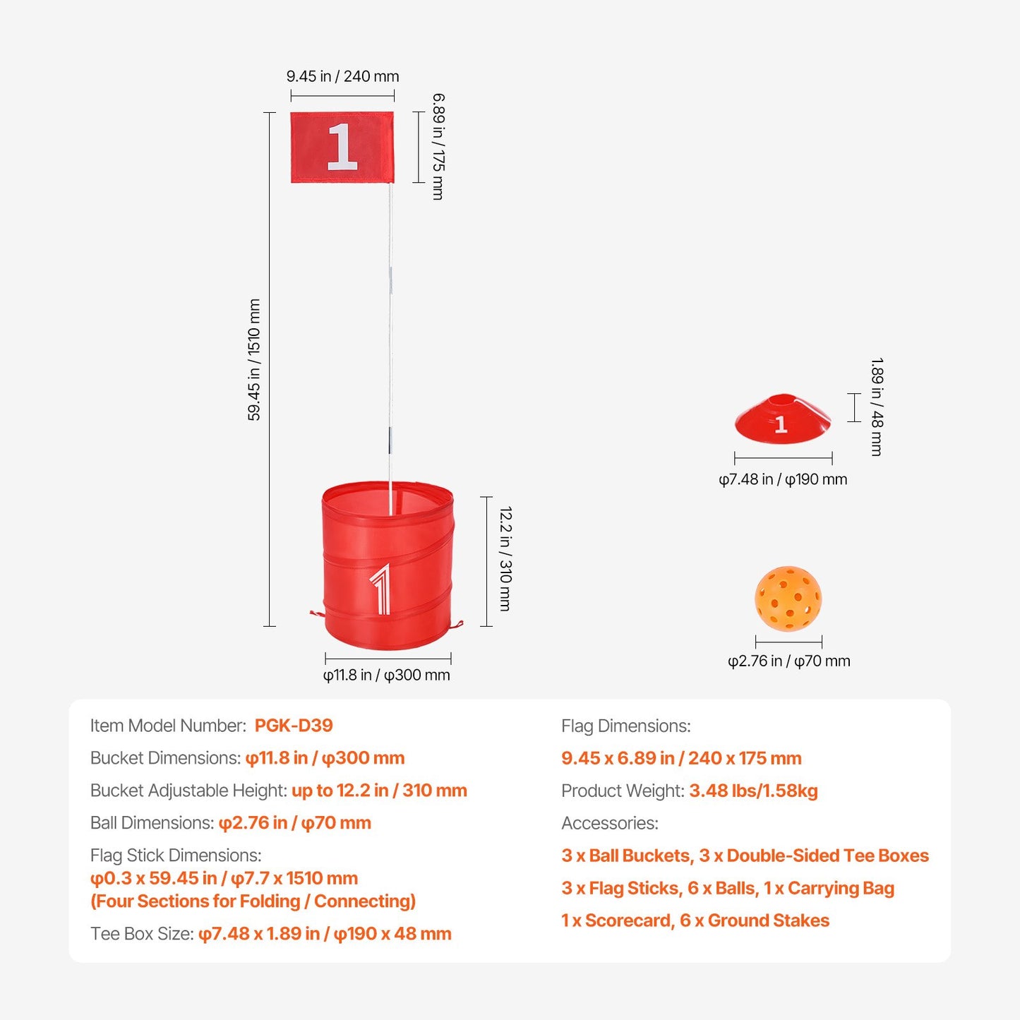 Backyard Golf Game 3 Hole Portable Bucket Golf Game for Kids and Adults - Image 7