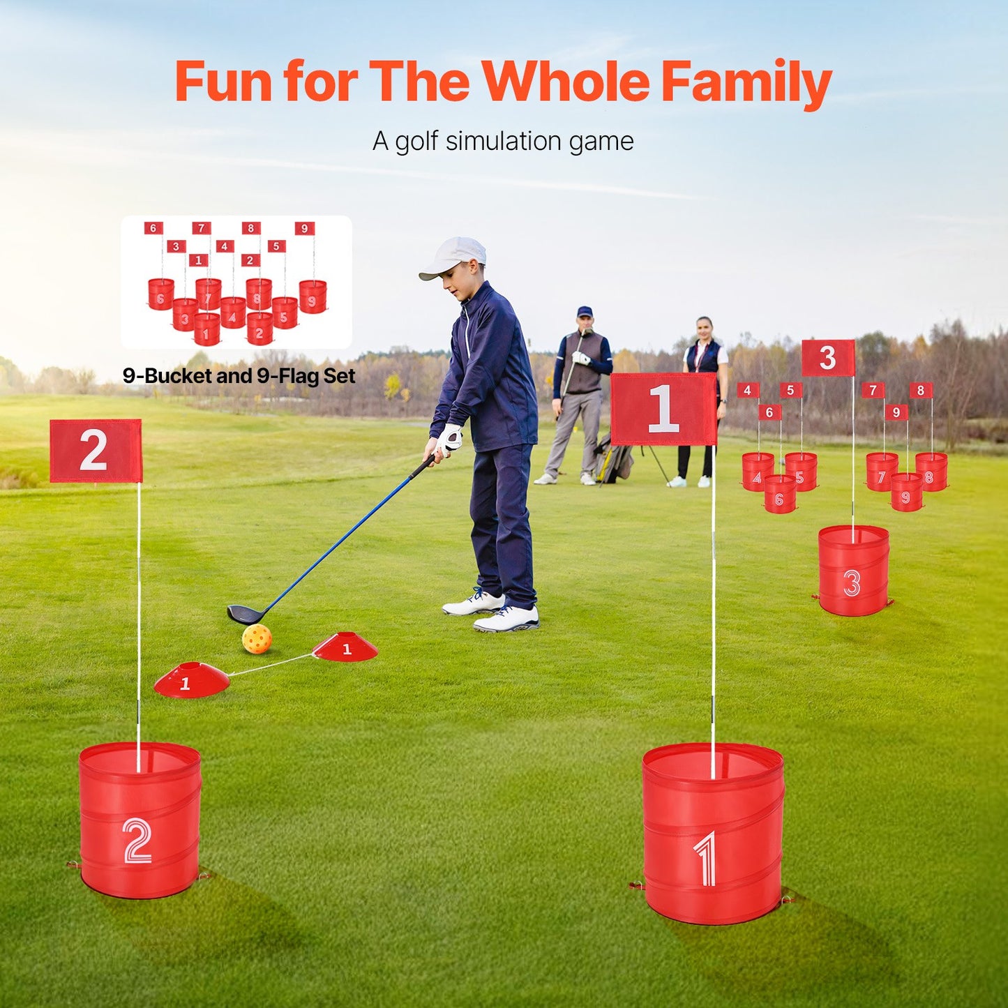 Backyard Golf Game 9 Hole Portable Bucket Golf Game for Kids and Adults - Image 2