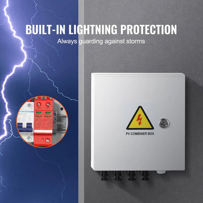 PV Combiner Box, 4 String, Solar Combiner Box with 15A Rated Current Fuse 63A Circuit Breaker Lightning Arrester and Solar Connector, Steel Case for On / Off Grid Solar Panel System, IP65 - Image 5