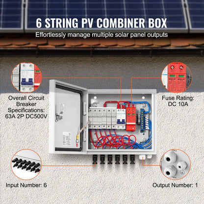 Solar PV Combiner Box 6 String 10A for Solar Panel System Steel Case IP65 - Image 3