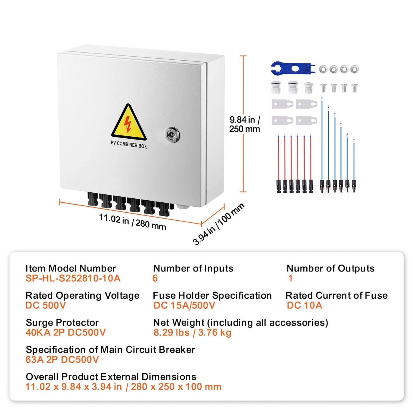 Solar PV Combiner Box 6 String 10A for Solar Panel System Steel Case IP65 - Image 7