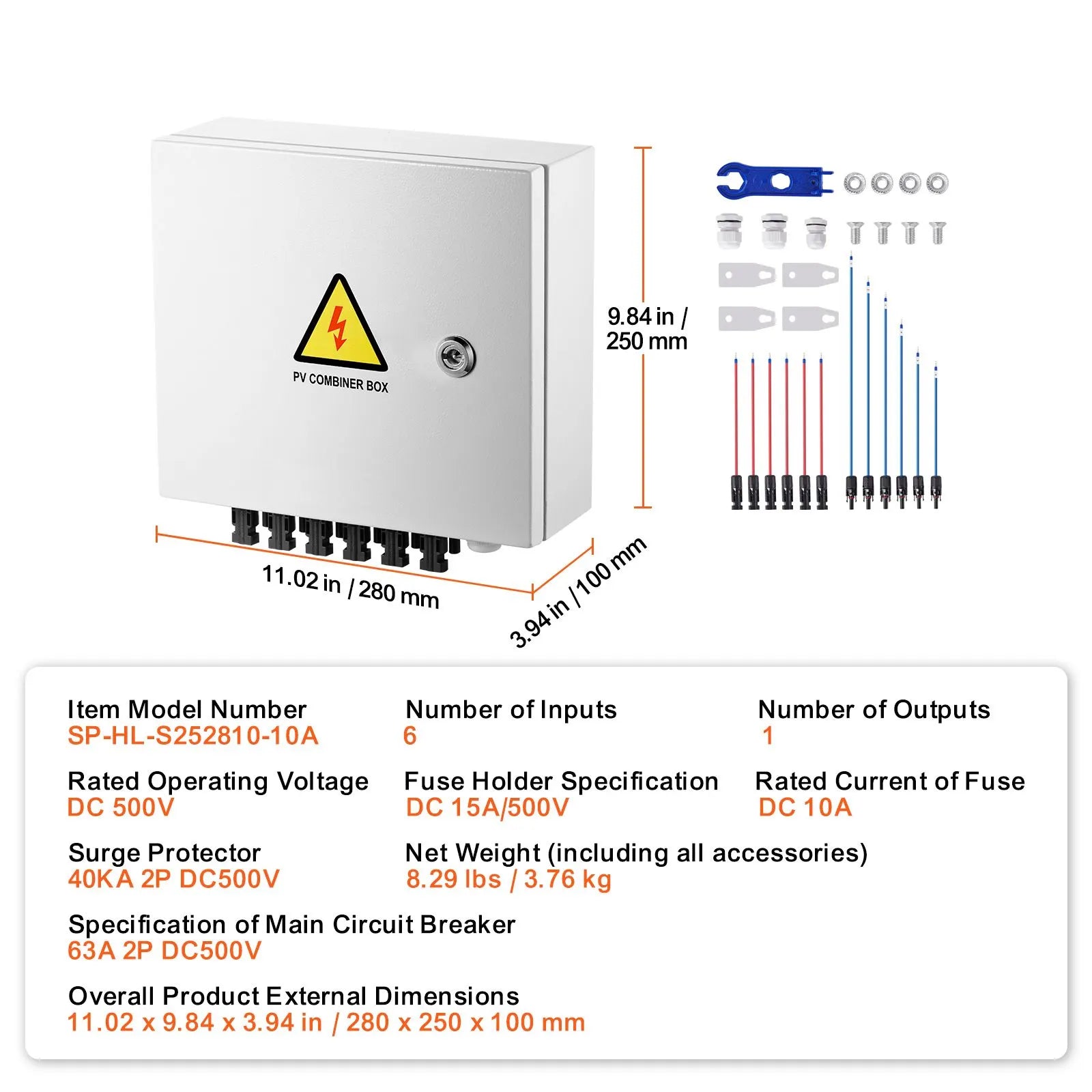 Solar PV Combiner Box 6 String 10A for Solar Panel System Steel Case IP65 - Image 7