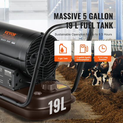 Portable Kerosene Forced Air Heater 70000 BTU Indoor Outdoor Use 5gal Tank - Image 5