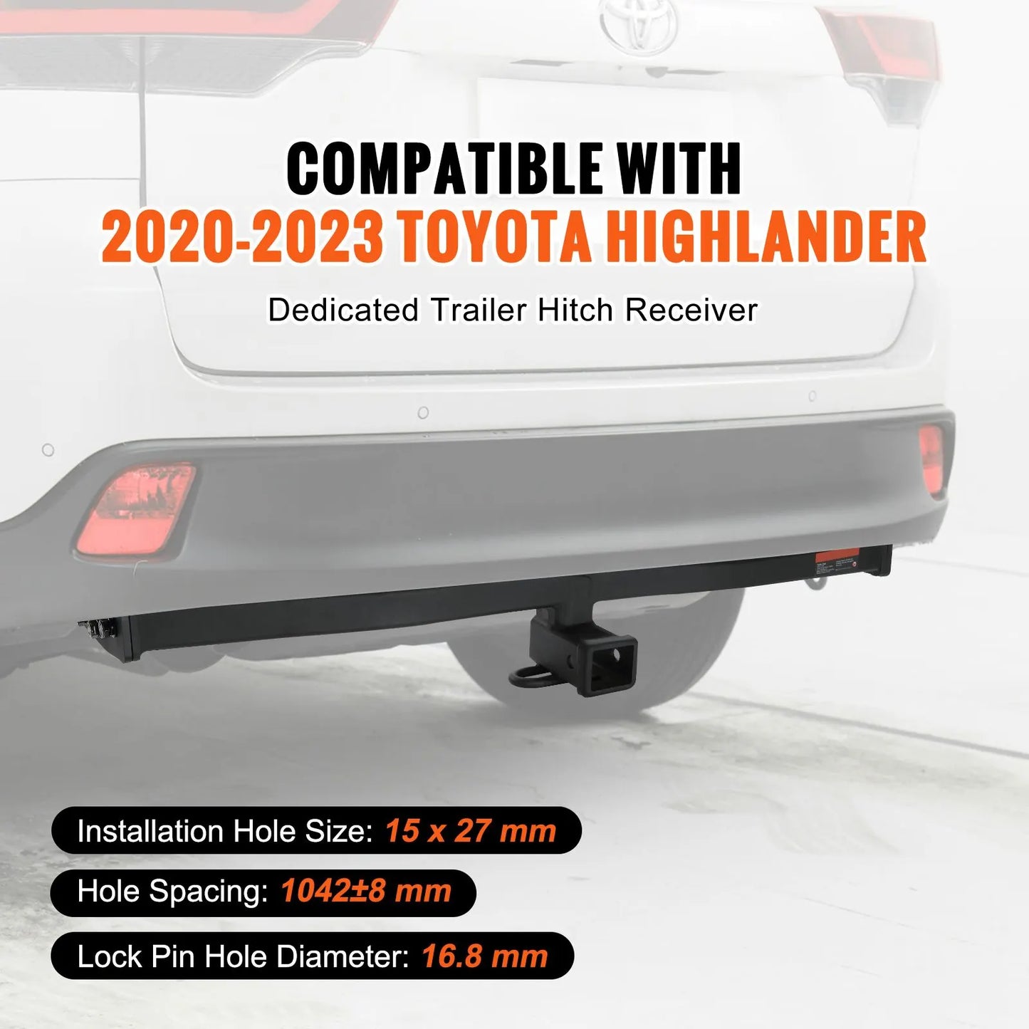Class 3 Trailer Hitch, 2-Inch Receiver, Q455B Steel Tube Frame, Compatible with 2020-2023 Toyota Highlander, Multi-Fit Hitch to Receive Ball Mount, Cargo Carrier, Bike Rack, and Tow Hook, Black - Image 2
