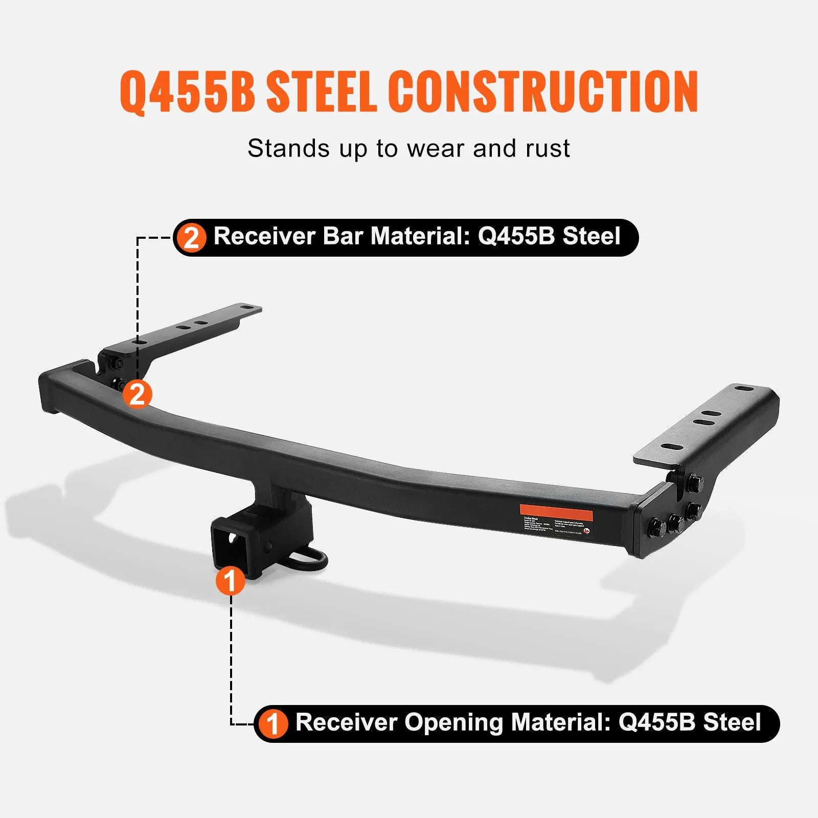 Class 3 Trailer Hitch, 2-Inch Receiver, Q455B Steel Tube Frame, Compatible with 2020-2023 Toyota Highlander, Multi-Fit Hitch to Receive Ball Mount, Cargo Carrier, Bike Rack, and Tow Hook, Black - Image 4
