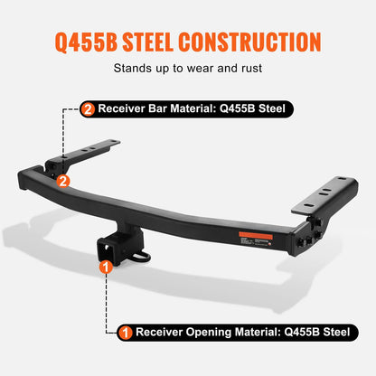 Class 3 Trailer Hitch, 2-Inch Receiver, Q455B Steel Tube Frame, Compatible with 2020-2023 Toyota Highlander, Multi-Fit Hitch to Receive Ball Mount, Cargo Carrier, Bike Rack, and Tow Hook, Black - Image 4