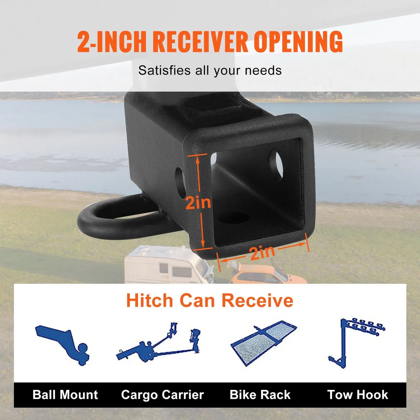 Class 3 Trailer Hitch, 2-Inch Receiver, Q455B Steel Tube Frame, Compatible with 2020-2023 Toyota Highlander, Multi-Fit Hitch to Receive Ball Mount, Cargo Carrier, Bike Rack, and Tow Hook, Black - Image 6