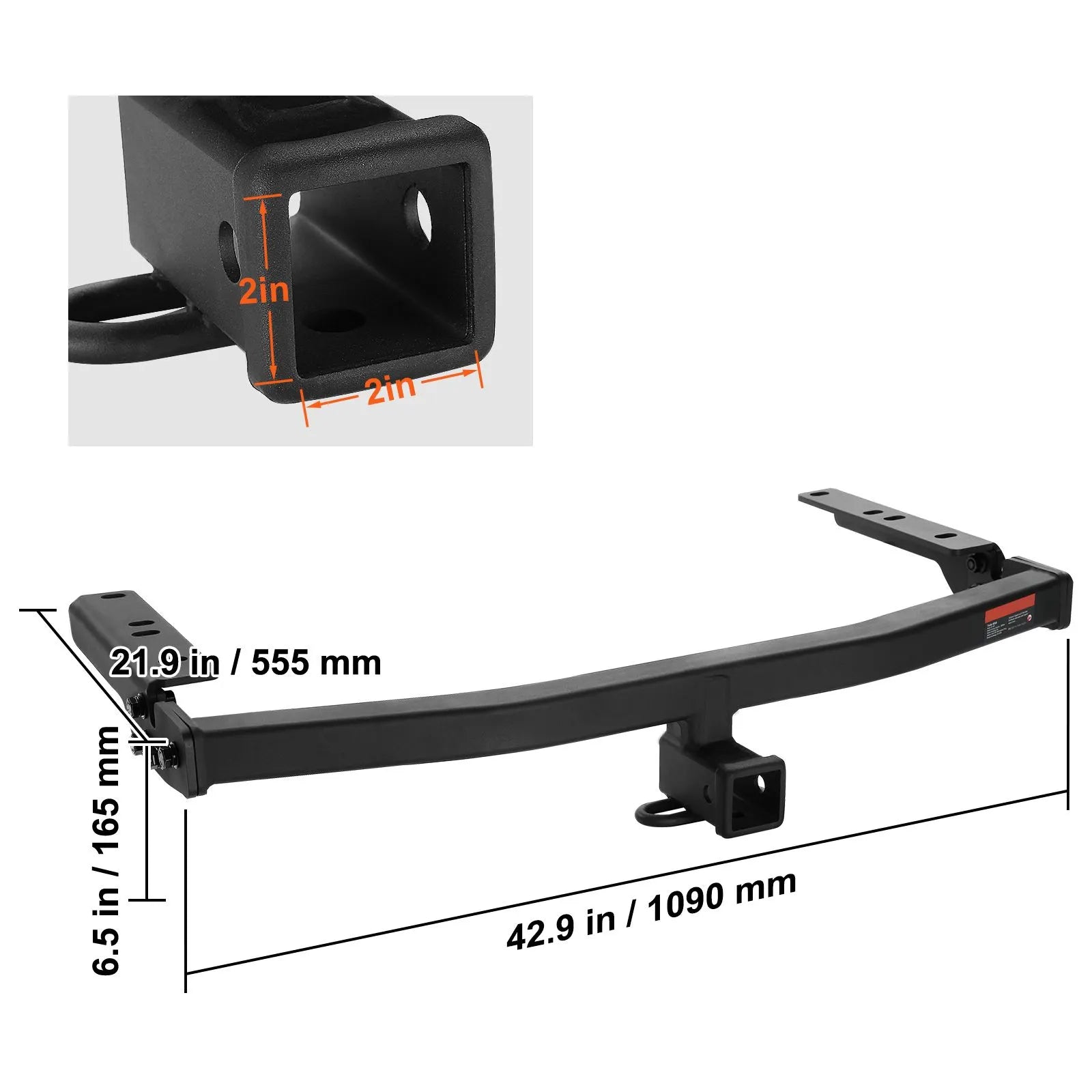 Class 3 Trailer Hitch, 2-Inch Receiver, Q455B Steel Tube Frame, Compatible with 2020-2023 Toyota Highlander, Multi-Fit Hitch to Receive Ball Mount, Cargo Carrier, Bike Rack, and Tow Hook, Black - Image 8