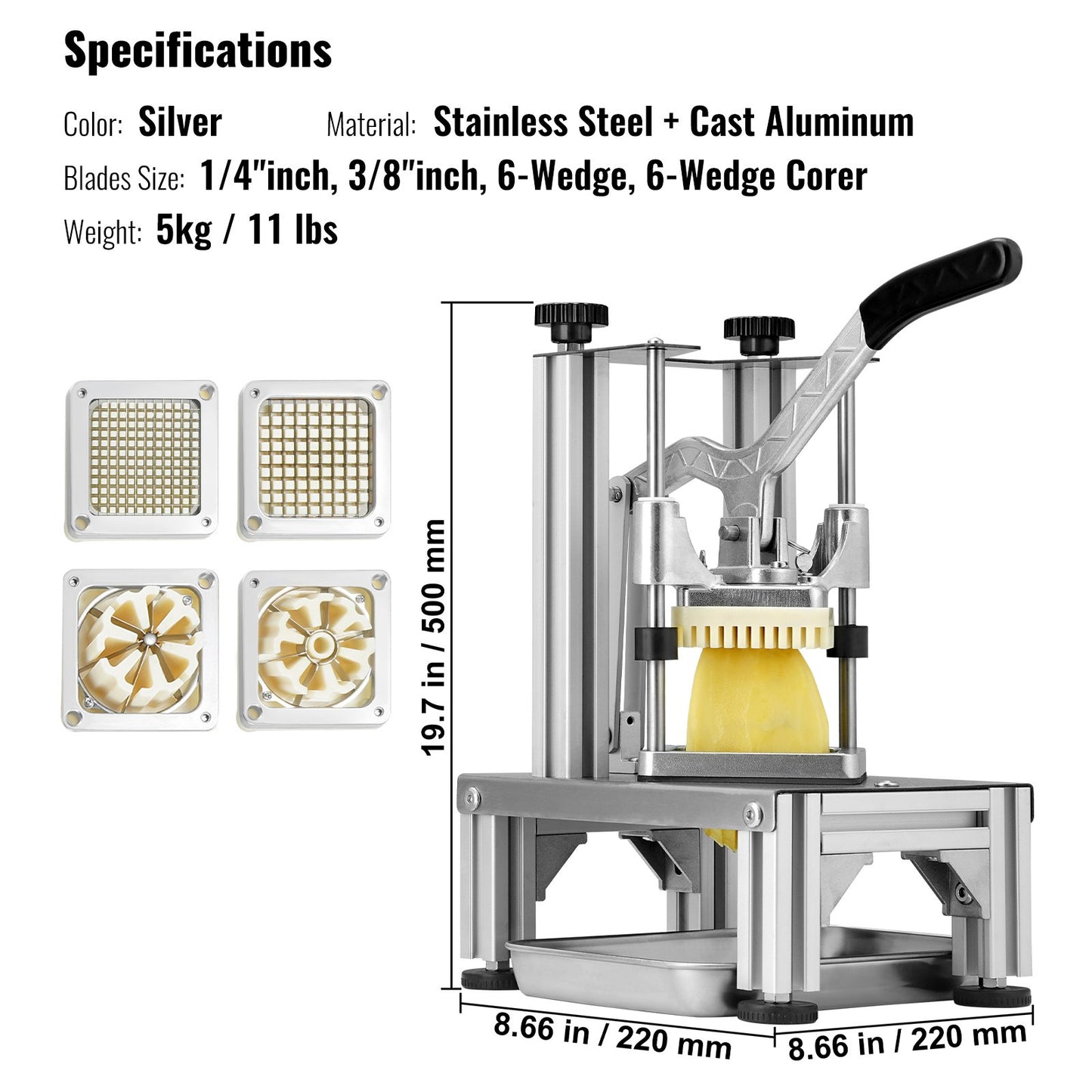 Commercial Vegetable Dicer Vegetable Chopper 4 Blades French Fry Cutter - Image 7