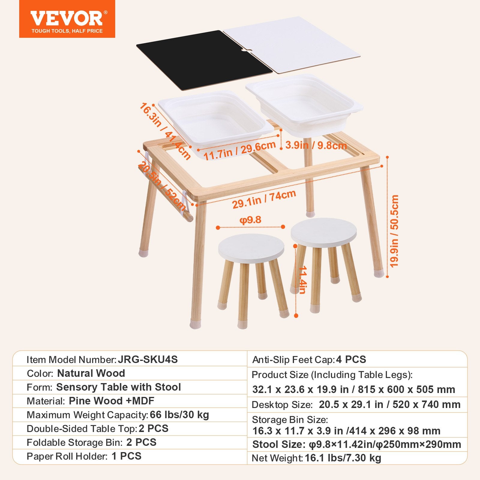 Kids Sensory Table & Chair Set Sand Water Play Table with 2 Storage Bins - Image 7