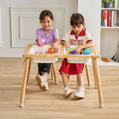 Kids Sensory Table & Chair Set Sand Water Play Table with 2 Storage Bins - Image 8