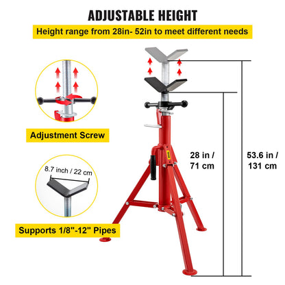 Pipe Jack Stand V-Head Foldable Legs 2500LB Max. Height 52" - Image 4