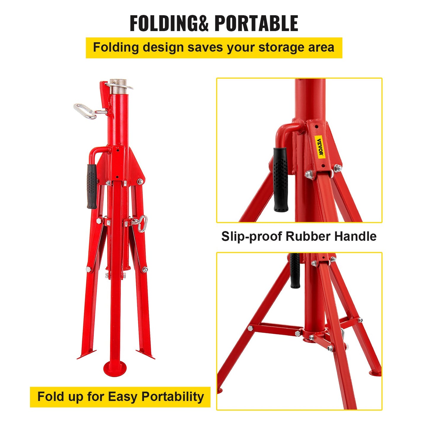 Pipe Jack Stand V-Head Foldable Legs 2500LB Max. Height 52" - Image 5