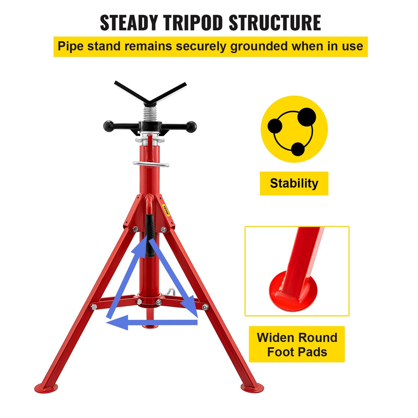 Pipe Jack Stand V-Head Foldable Legs 2500LB Max. Height 52" - Image 6