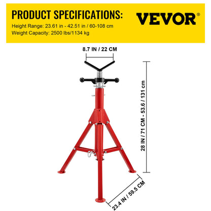 Pipe Jack Stand V-Head Foldable Legs 2500LB Max. Height 52" - Image 7