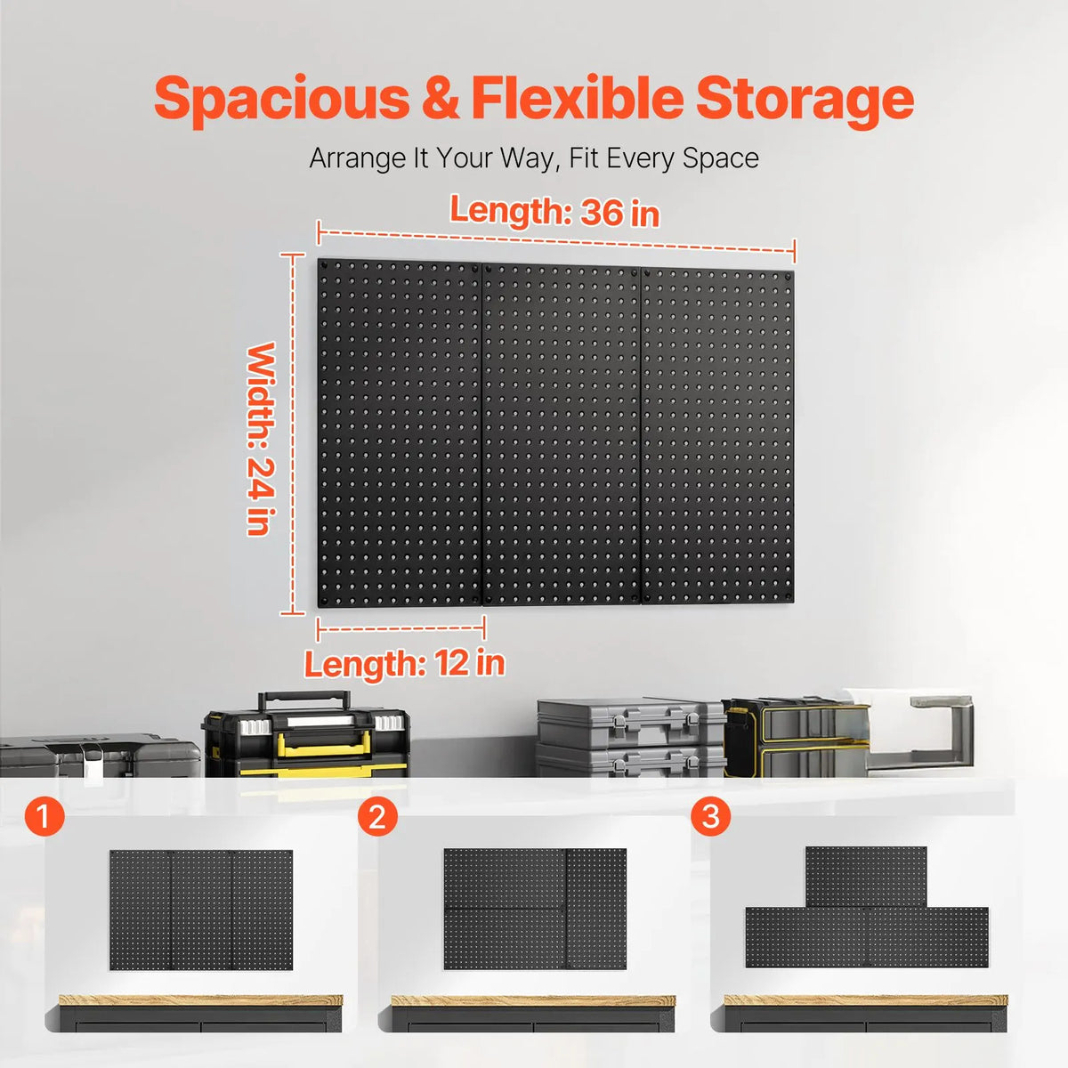 Metal Pegboard Panels609.6 x 304.8 mm3 Panels Wall Organizer for Home - Image 4