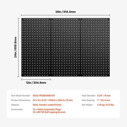 Metal Pegboard Panels609.6 x 304.8 mm3 Panels Wall Organizer for Home - Image 7