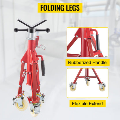 Pipe Stand, Pipe Jack Stands with Casters Adjustable Height 28-52 Inch, V Head Pipe Stand 882 LB, Folding Portable Pipe Stands 1/8 to 12 Inch Pipe Supporting, Steel Jack Stand - Image 5