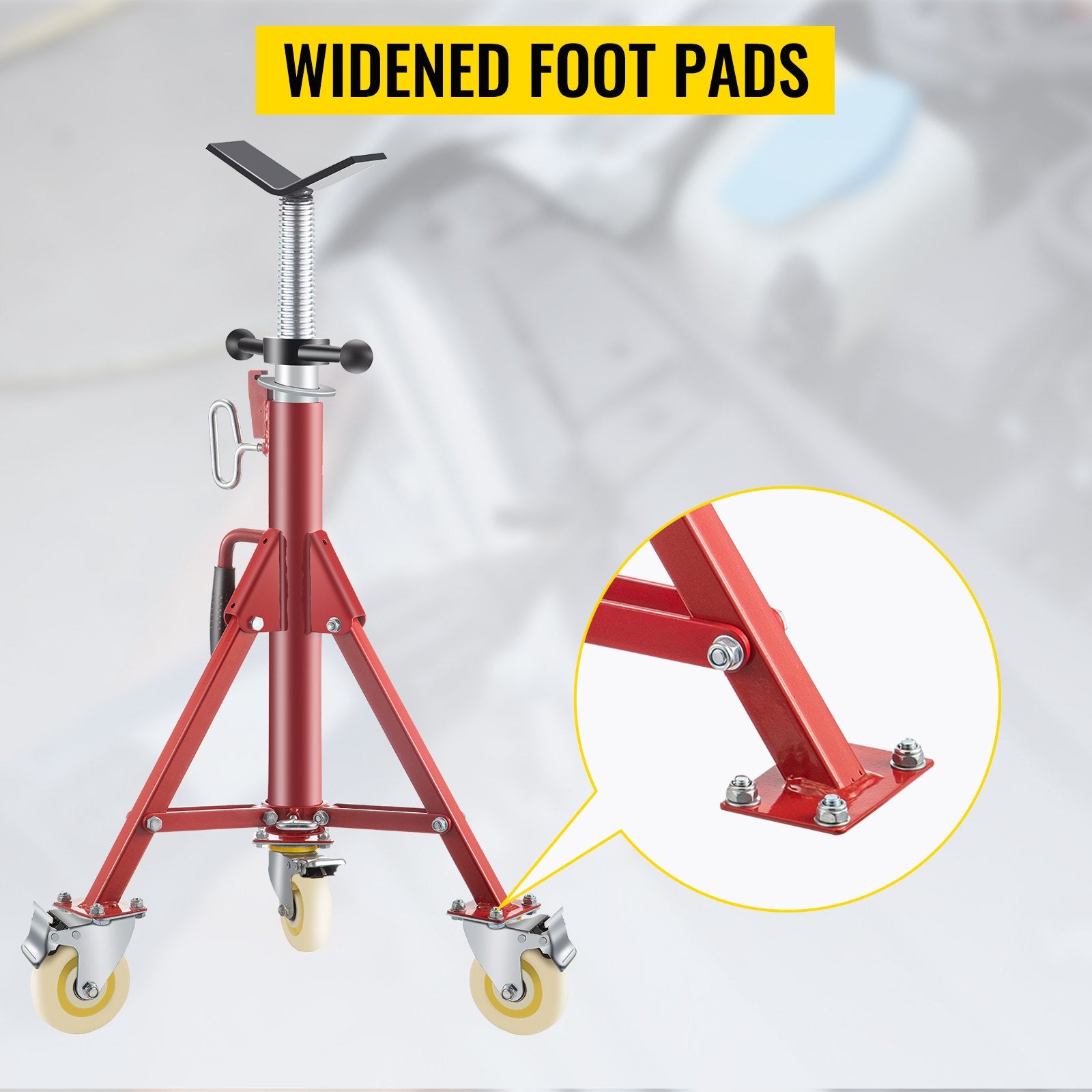 Pipe Stand, Pipe Jack Stands with Casters Adjustable Height 28-52 Inch, V Head Pipe Stand 882 LB, Folding Portable Pipe Stands 1/8 to 12 Inch Pipe Supporting, Steel Jack Stand - Image 6