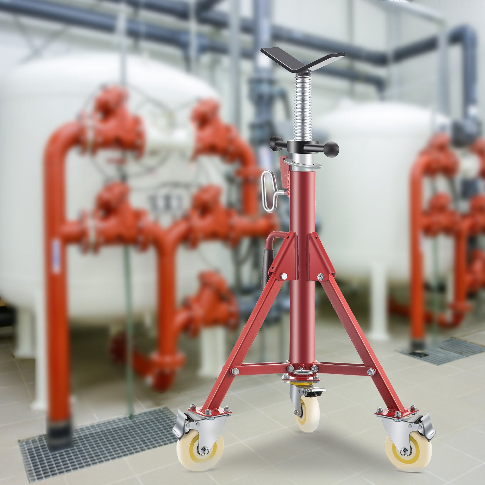 Pipe Stand, Pipe Jack Stands with Casters Adjustable Height 28-52 Inch, V Head Pipe Stand 882 LB, Folding Portable Pipe Stands 1/8 to 12 Inch Pipe Supporting, Steel Jack Stand - Image 8